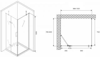 Душевой уголок ABBER Zart 100x80см хром AG08100-S81