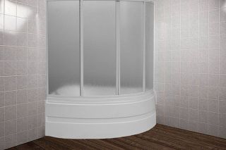 Шторка на ванну Bas Алегра R 1500х1000  (4 ств. пластик) правая