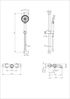 Смеситель для ванны с душевым гарнитуром Wonzon & Woghand WW-C2006-A-BG с термостатом брашированное золото