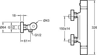 Смеситель для ванны  Jacob Delafon RIVOLI E24325-CP термостатический