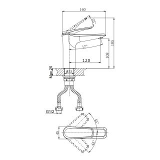 Смеситель для умывальника,черный RUSH Nevis (NE1735-12black)