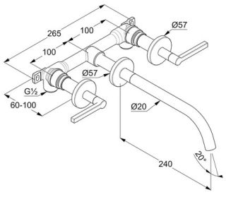 Встраиваемый смеситель для раковины Kludi Nova Fonte Puristic хром 201460515