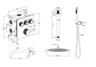Душевой комплект Milleau Tissage TERMO 3SBIT/802Q-CR хром