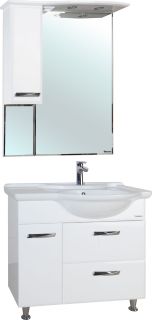 Зеркало-шкаф с подсветкой Bellezza Балтика 90см левый белый 00000005366