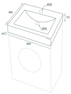 Раковина над стиральной машиной Paulmark Amberg PM750431 60x50см белый
