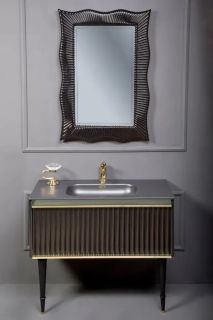 Тумба под раковину Armadi Art Vallessi Avangarde Canale 100см чёрный/золото 843-100-BG