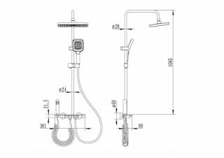 Душевая стойка Ceruttispa FLAVIO графит