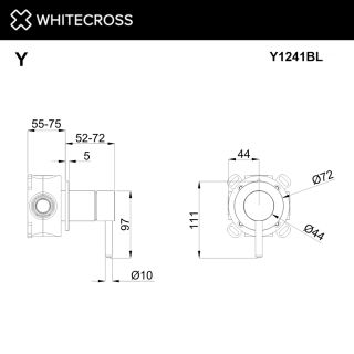 Смеситель скрытого монтажа на 1 потребитель WHITECROSS Y Y1241GM оружейная сталь