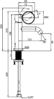 Смеситель для раковины Jacob Delafon Vivienne Signature E38682-LB2-G хром матовый/чёрный