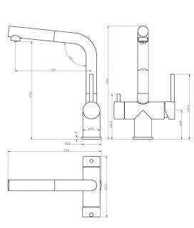 Смеситель для кухни под фильтр с выдвижным изливом GROCENBERG GB4097BL (Kerox Венгрия) Черный матовый