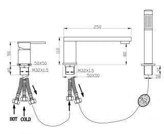 Смеситель на борт ванны Groсenberg GB6008 Хром