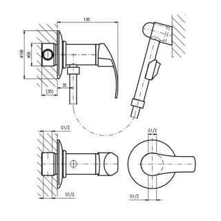 Гигиенический душ со смесителем Rav Slezak Mississippi MS047/1 хром