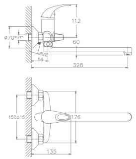 Смеситель для ванны Haiba HB2215 хром