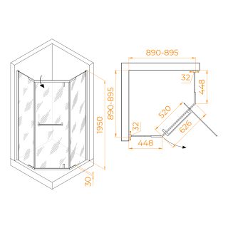 Душевой уголок RGW HO-081B 350608199-14 90x90см чёрный