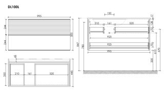 Подвесная тумба под раковину Sancos Delta DL100LW левая 100см дуб светлый/белый