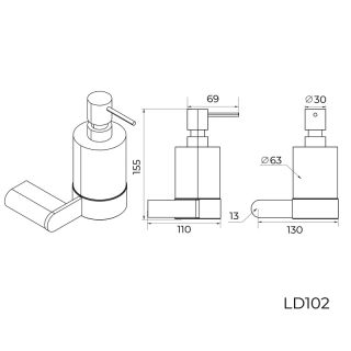 Дозатор жидкого мыла Knotlor LD102GM, оружейная сталь