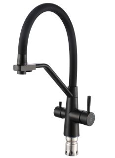 Смеситель для кухни РМС SUS127TBL-016F-015 с подключением фильтра чёрный