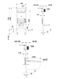 Инсталляция для подвесного унитаза Swedbe Smart 0555 с кнопкой смыва Swedbe Smart