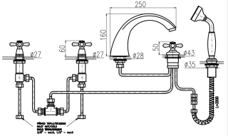 Смеситель на борт ванны Rav Slezak Morava retro MK469.5PSM бронза