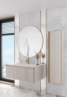 Тумба под раковину Armadi Art Quatro 790-M1-100-CM-RIB-MG-LED 100 см с подсветкой кашемир/золото матовое