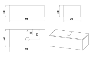 Подвесная тумба под раковину Misty Ива 90см белый/дуб Вотан