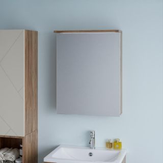 Зеркальный шкаф с подсветкой Бриклаер Кристалл 4627125417191 56 см дуб крафт табачный