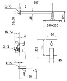 Душевой комплект Raglo R01.27.03 золотой сатин