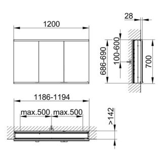 Зеркальный шкаф Keuco Royal Modular 800300120100300 120 см