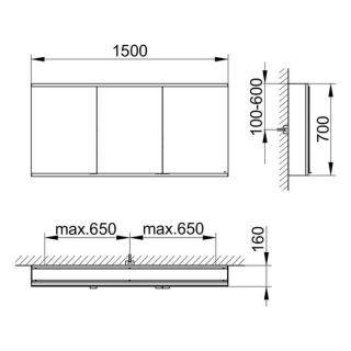 Зеркальный шкаф Keuco Royal Modular 800301001000000 серебристое 150 см