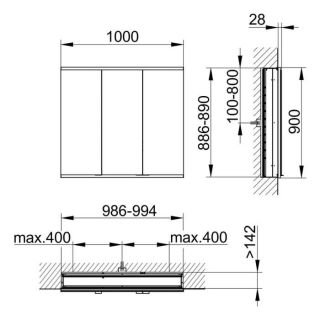 Зеркальный шкаф Keuco Royal Modular 800310101100200 100 см