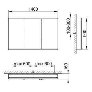 Зеркальный шкаф Keuco Royal Modular 800311141100300 140 см