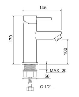 Смеситель для раковины РМС SUS124-001F нержавеющая сталь