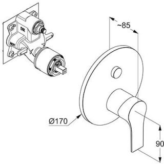 Встраиваемый смеситель для ванны и душа Kludi Zenta SL хром 486590565