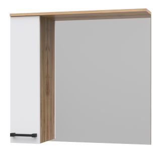 Зеркальный шкаф Misty Крафт 80см левый белый/дуб крафт золотой