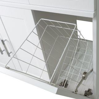 Напольная тумба под раковину Misty Купер 90см левая с бельевой корзиной белый