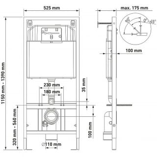 Комплект Berges 4в1 042453: инсталляция NOVUM кнопка L2 матовый хром унитаз Strati Rimless сиденье Strati Slim SO