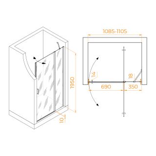 Душевая дверь RGW LE-004 351200411-11 110см хром