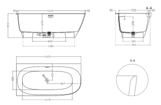 Ванна из искусственного камня Salini Sofia Corner L S-Sense 102515GRH 170x85см RAL снаружи