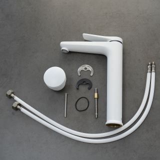 Смеситель для раковины Lemark Bronx LM3709MW с донным клапаном белый