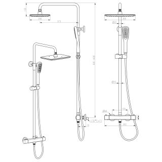 Душевая стойка Lemark Ursus LM7270BL с термостатом чёрный