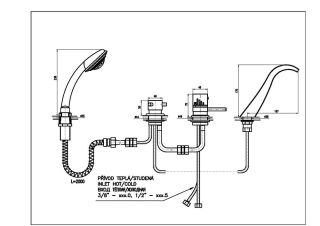 Смеситель на борт ванны Rav Slezak Dunaj DT261.5PZ золото