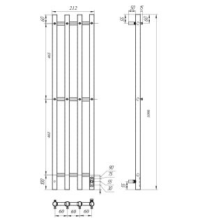Полотенцесушитель электрический APEXTERMO Luna LN10113BM 1100x180 с крючками черный матовый