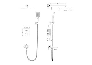 Душевой комплект Wonzon & Woghand WW-88929003-BG с термостатом брашированное золото