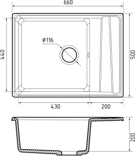 Мойка кухонная GranFest LEVEL LV-660L графит