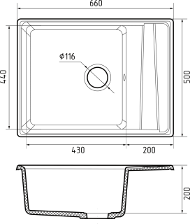 Мойка кухонная GranFest LEVEL LV-660L песочный