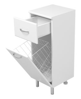 Напольная тумба Misty Люси с бельевой корзиной 30см белый