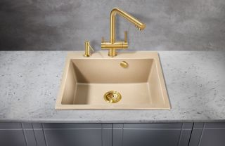 Смеситель для кухни Milacio Ultra MCU.558.GD под фильтр с краном для питьевой воды брашированное золото