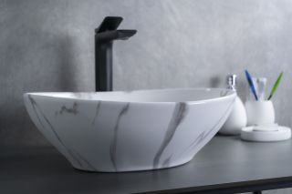 Раковина Gid Mnc138C 54473 накладная под камень глянцевая 41x34x15