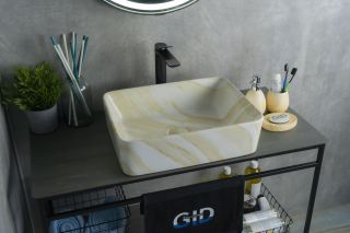 Раковина Gid Mnc600 54459 накладная под камень глянцевая 48x37x13