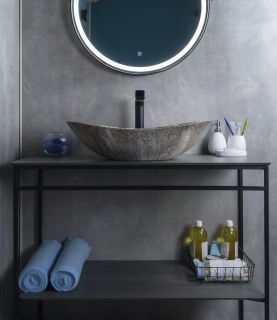 Раковина Gid Mnc811T 54477 накладная под камень глянцевая 61x37x15